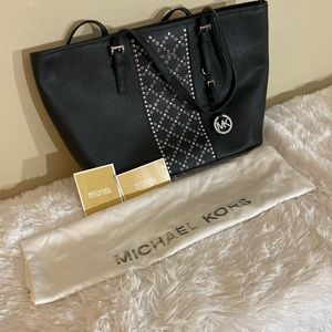 Michael Kors Embellished Jet Set Black Tote